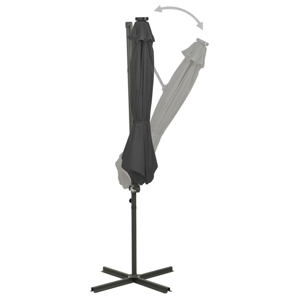 vidaXL Umbrelă în consolă cu stâlp și LED-uri, antracit, 300 cm