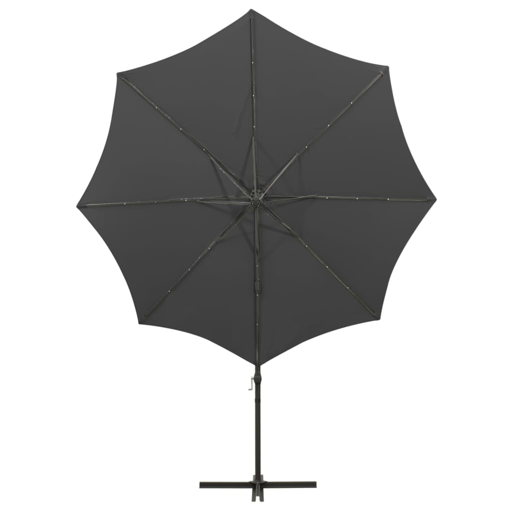 vidaXL Umbrelă în consolă cu stâlp și LED-uri, antracit, 300 cm