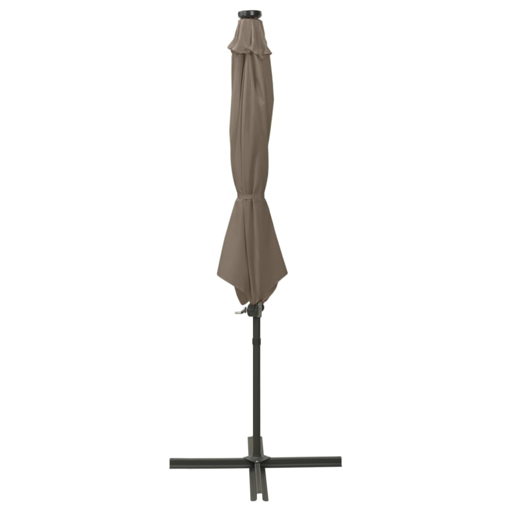 vidaXL Umbrelă în consolă cu stâlp și LED-uri, taupe, 300 cm