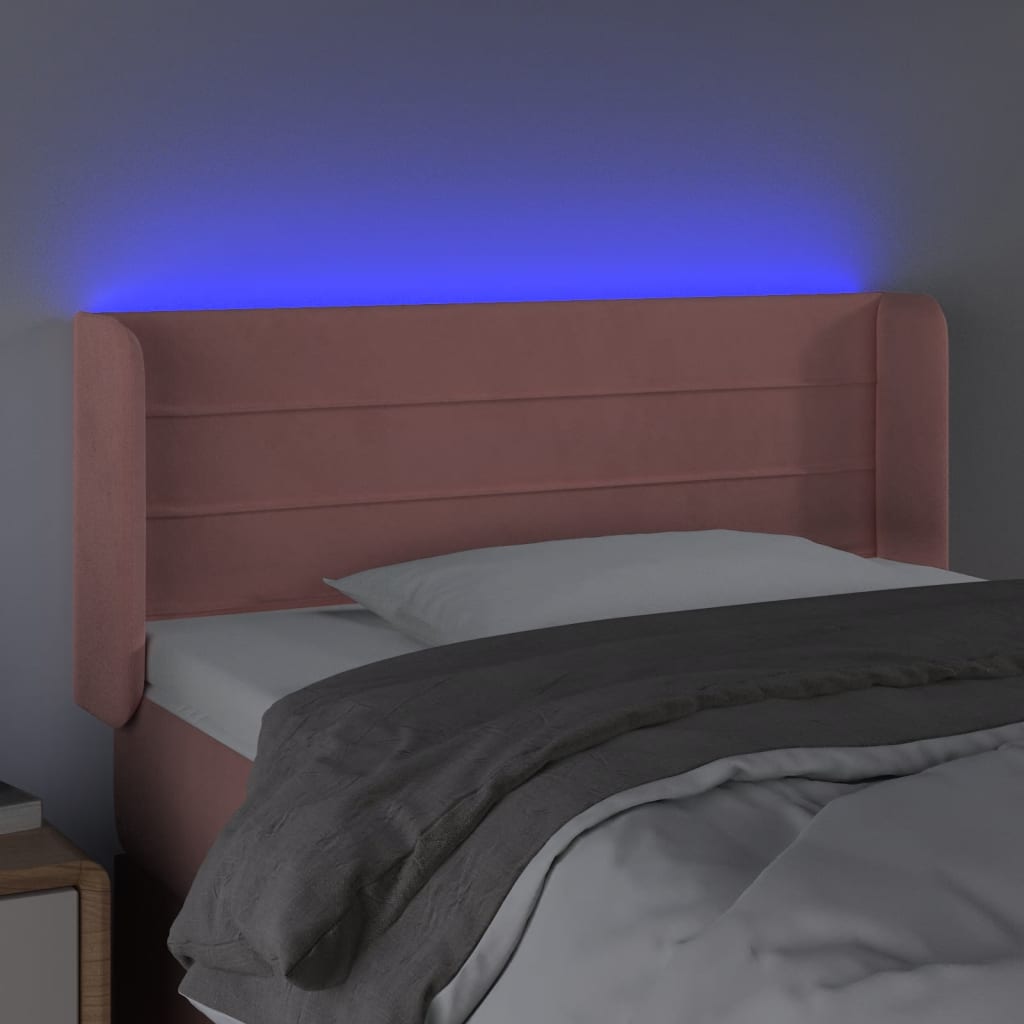 vidaXL Tăblie de pat cu LED, roz, 83x16x78/88 cm, catifea vidaXL Tăblie de pat cu LED, roz, 83x16x78/88 cm, catifea