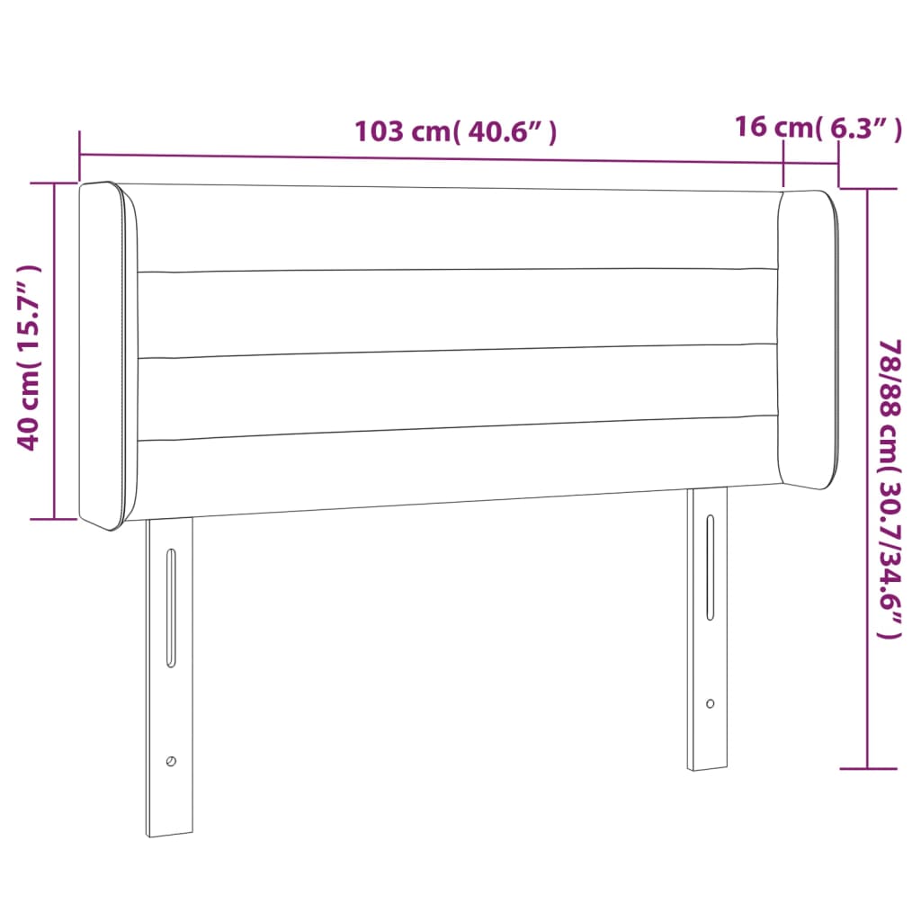vidaXL Tăblie de pat cu LED, albastru închis, 103x16x78/88 cm, catifea