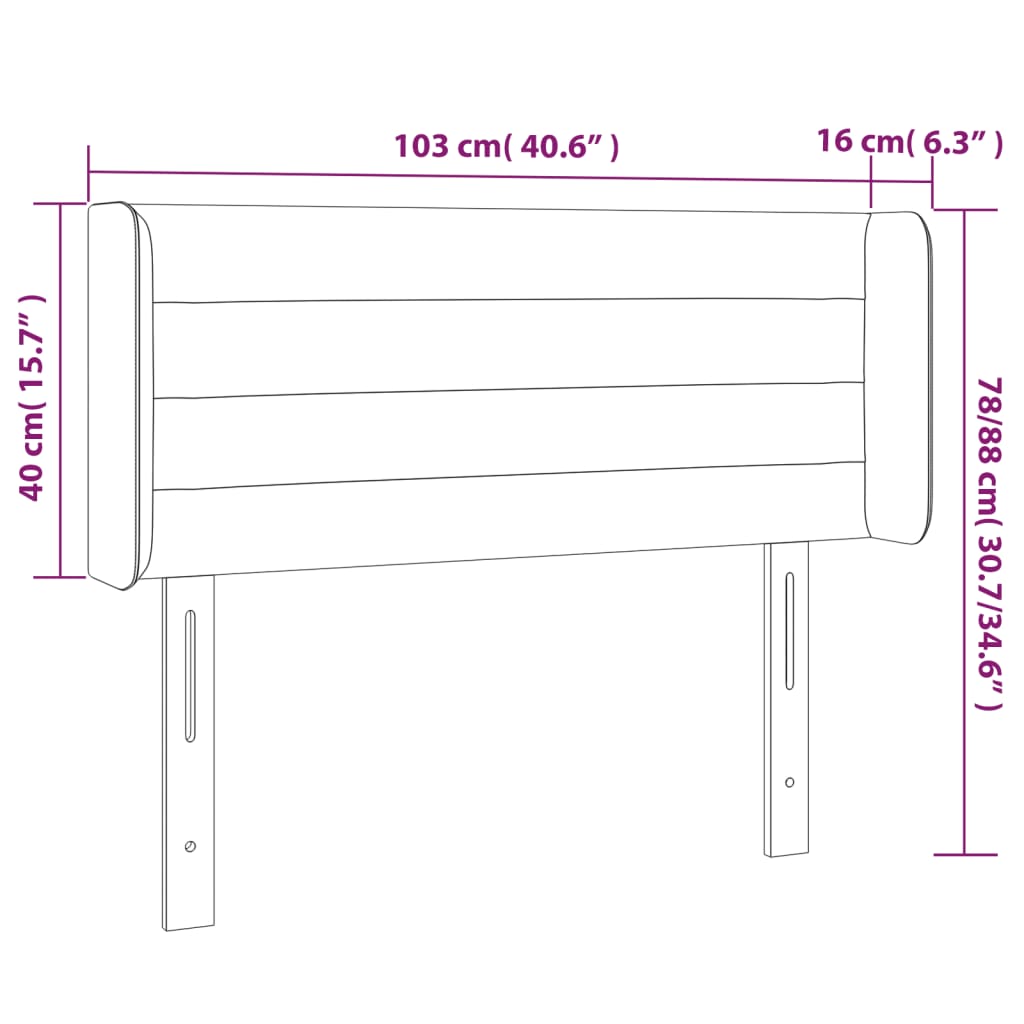 vidaXL Tăblie de pat cu LED, roz, 103x16x78/88 cm, catifea