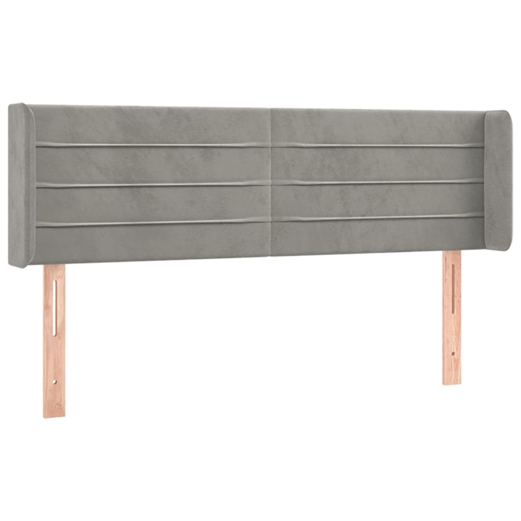 vidaXL Tăblie de pat cu LED, gri deschis, 147x16x78/88 cm, catifea