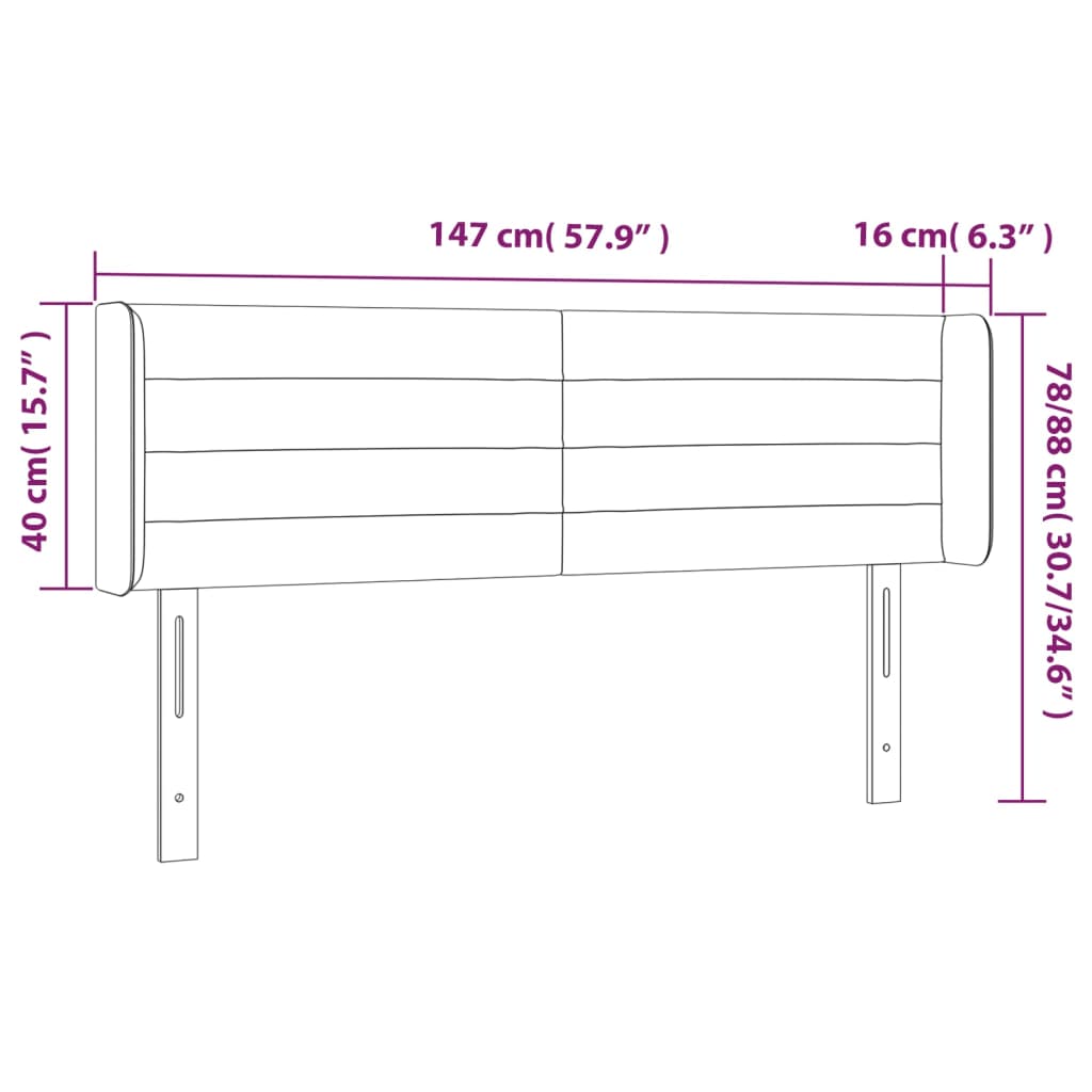 vidaXL Tăblie de pat cu LED, albastru închis, 147x16x78/88 cm, catifea