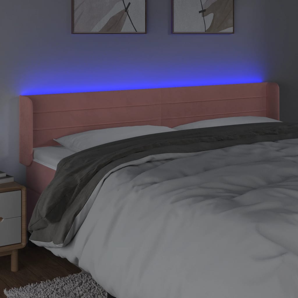 vidaXL Tăblie de pat cu LED, roz, 183x16x78/88 cm, catifea vidaXL Tăblie de pat cu LED, roz, 183x16x78/88 cm, catifea