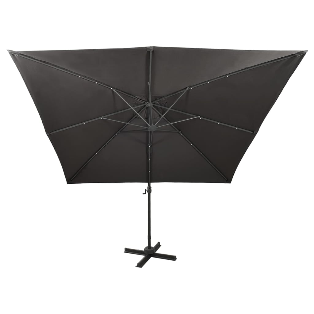 vidaXL Umbrelă în consolă cu stâlp și LED-uri, antracit, 300 cm