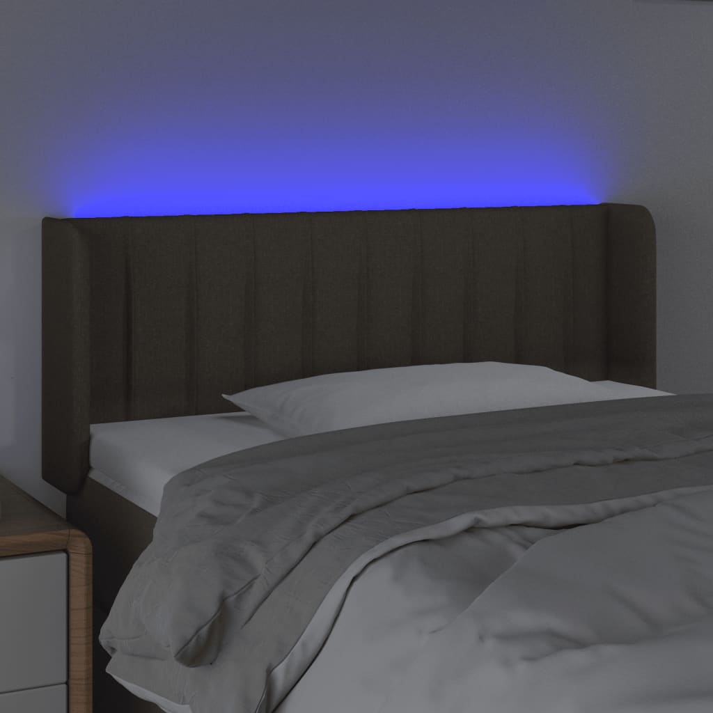 vidaXL Tăblie de pat cu LED, gri taupe, 103x16x78/88 cm, textil vidaXL Tăblie de pat cu LED, gri taupe, 103x16x78/88 cm, textil