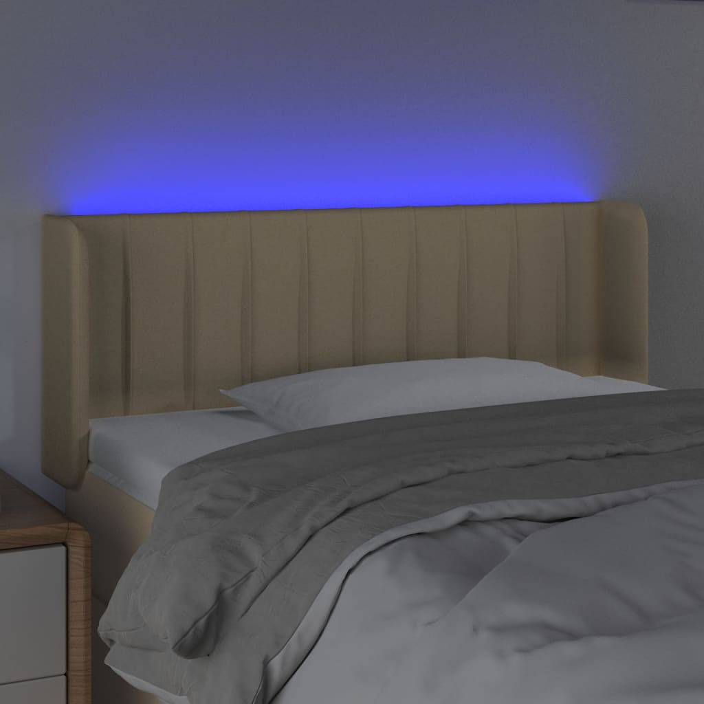 vidaXL Tăblie de pat cu LED, crem, 103x16x78/88 cm, textil vidaXL Tăblie de pat cu LED, crem, 103x16x78/88 cm, textil