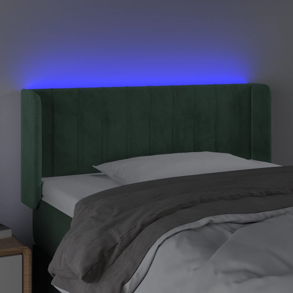 vidaXL Tăblie de pat cu LED, verde închis, 83x16x78/88 cm, catifea vidaXL Tăblie de pat cu LED, verde închis, 83x16x78/88 cm, catifea