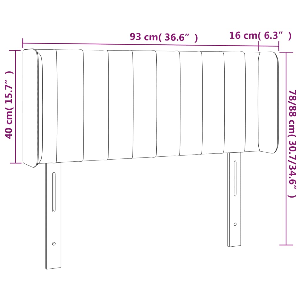 vidaXL Tăblie de pat cu LED, albastru închis, 93x16x78/88 cm, catifea