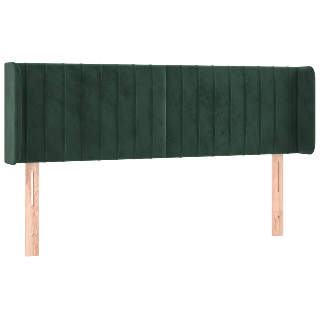 vidaXL Tăblie de pat cu LED, verde închis, 147x16x78/88 cm, catifea