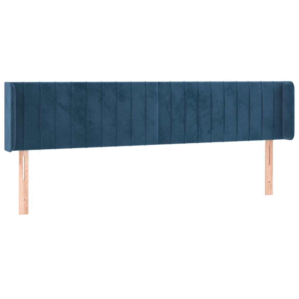 vidaXL Tăblie de pat cu LED, albastru închis, 163x16x78/88 cm, catifea