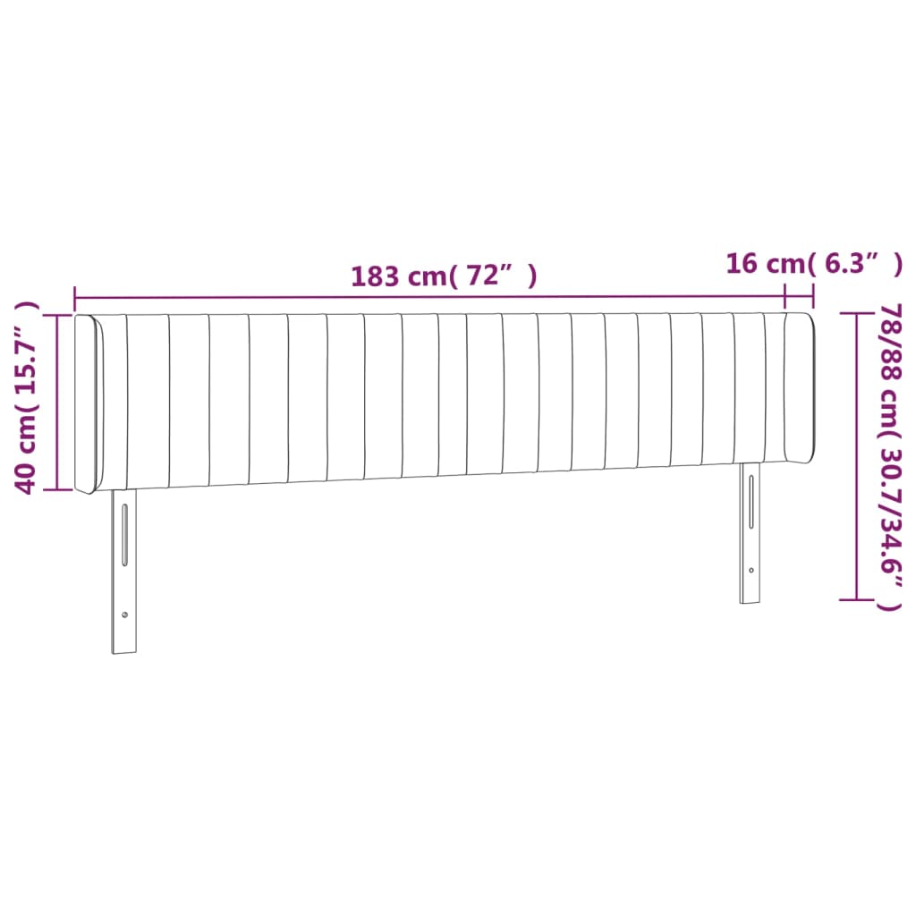 vidaXL Tăblie de pat cu LED gri închis 183x16x78/88 cm catifea vidaXL Tăblie de pat cu LED gri închis 183x16x78/88 cm catifea