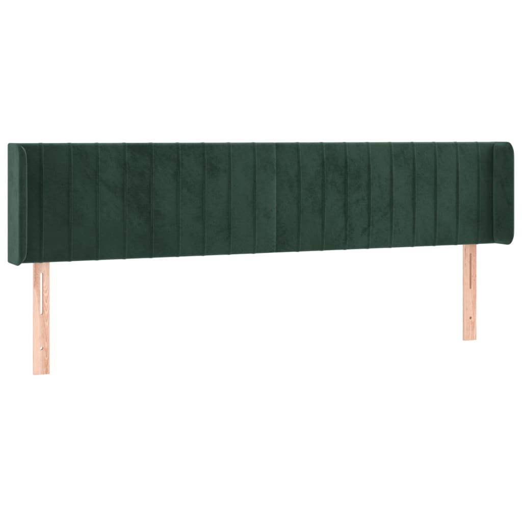 vidaXL Tăblie de pat cu LED, verde închis, 203x16x78/88 cm, catifea vidaXL Tăblie de pat cu LED, verde închis, 203x16x78/88 cm, catifea