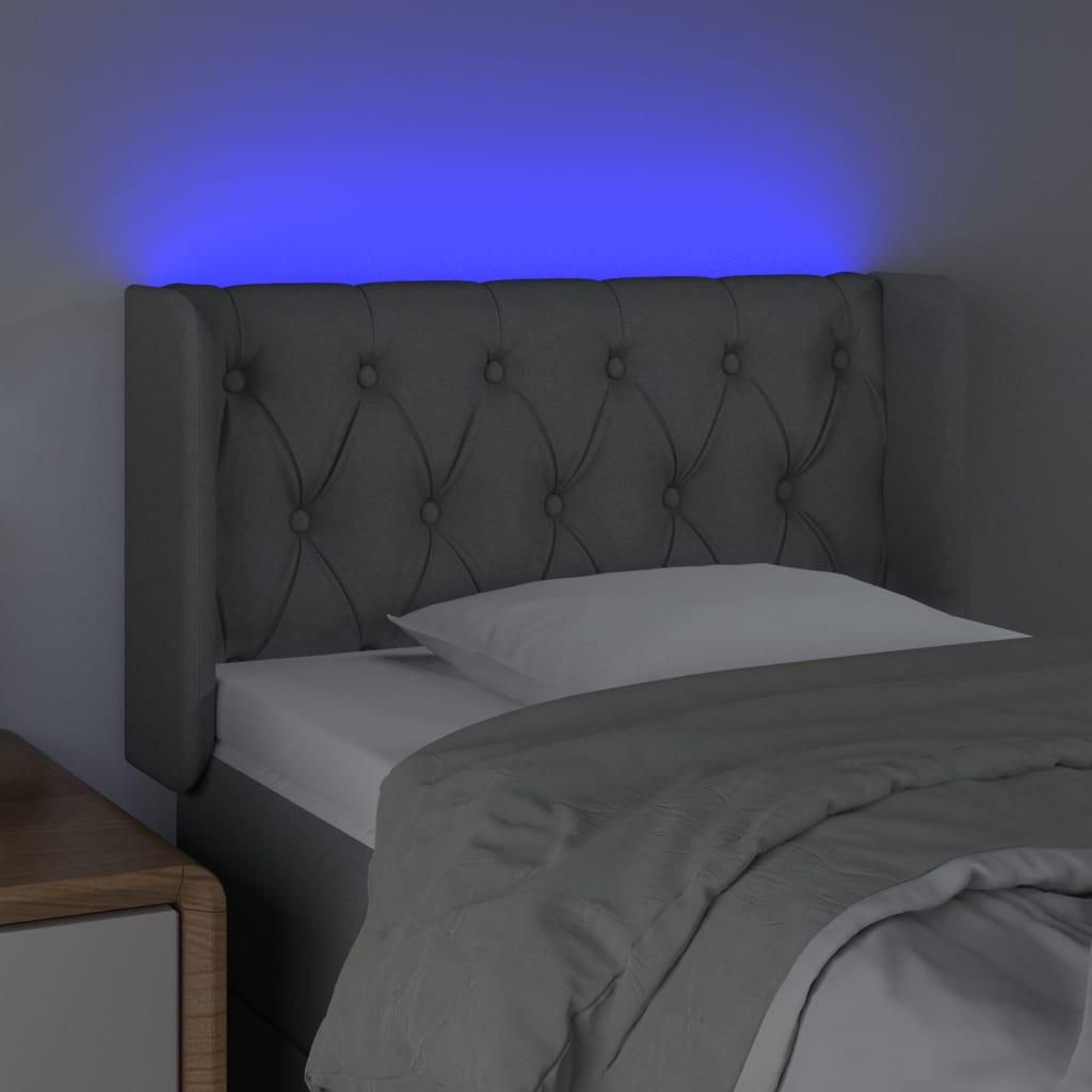 vidaXL Tăblie de pat cu LED, gri deschis, 83x16x78/88 cm, textil vidaXL Tăblie de pat cu LED, gri deschis, 83x16x78/88 cm, textil