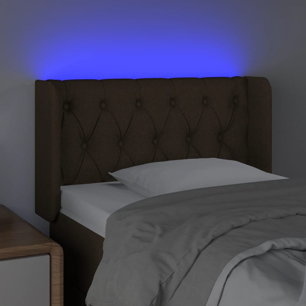 vidaXL Tăblie de pat cu LED, negru, 83x16x78/88 cm, textil