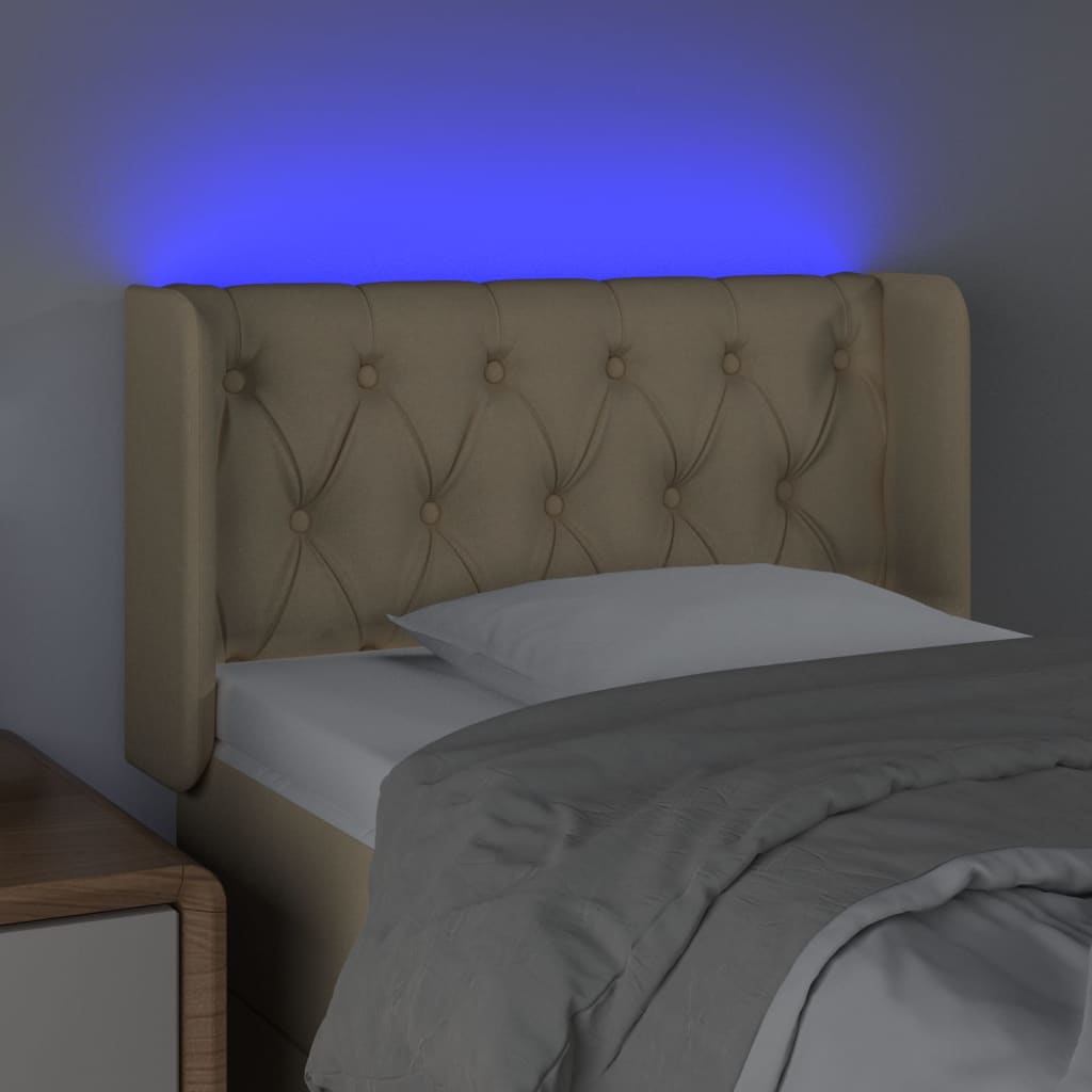 vidaXL Tăblie de pat cu LED, crem, 83x16x78/88 cm, textil vidaXL Tăblie de pat cu LED, crem, 83x16x78/88 cm, textil