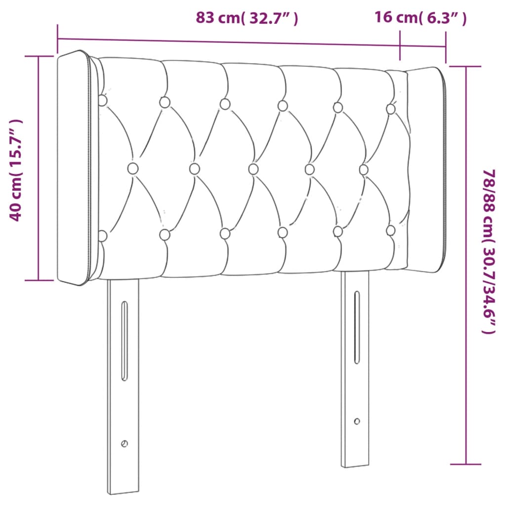 vidaXL Tăblie de pat cu LED, albastru, 83x16x78/88 cm, textil