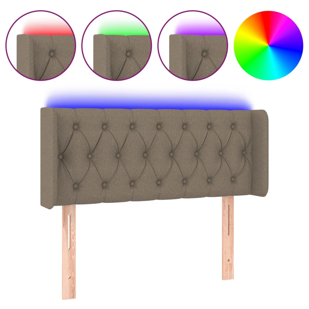 vidaXL Tăblie de pat cu LED, gri taupe, 93x16x78/88 cm, textil vidaXL Tăblie de pat cu LED, gri taupe, 93x16x78/88 cm, textil