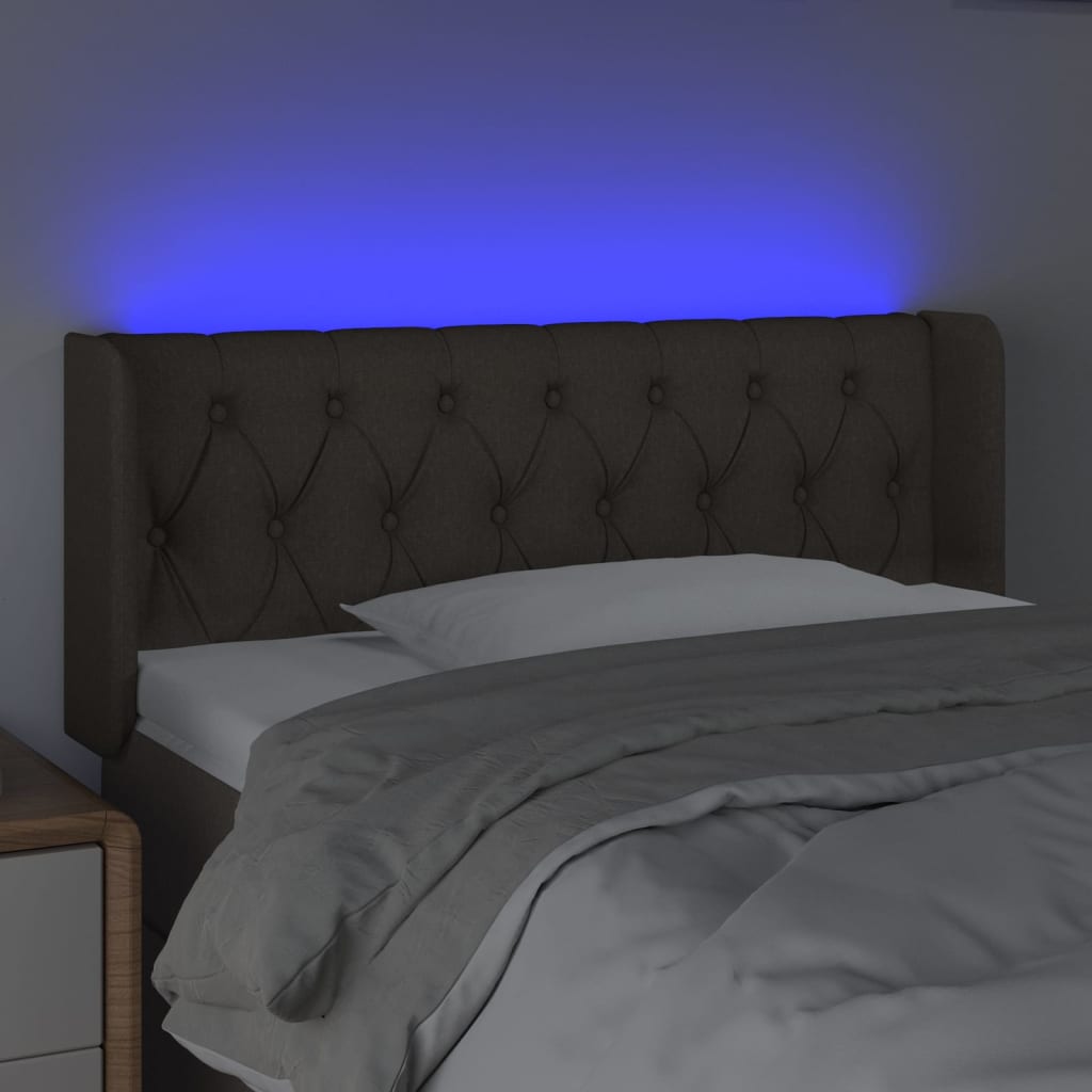 vidaXL Tăblie de pat cu LED, gri taupe, 93x16x78/88 cm, textil vidaXL Tăblie de pat cu LED, gri taupe, 93x16x78/88 cm, textil
