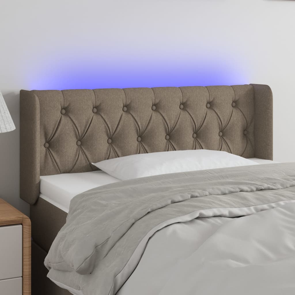 vidaXL Tăblie de pat cu LED, gri taupe, 93x16x78/88 cm, textil vidaXL Tăblie de pat cu LED, gri taupe, 93x16x78/88 cm, textil
