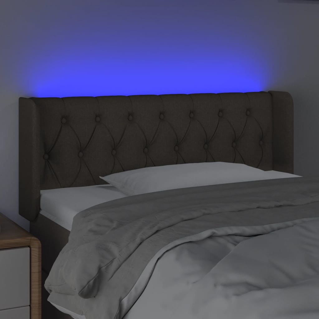 vidaXL Tăblie de pat cu LED, gri taupe, 103x16x78/88 cm, textil vidaXL Tăblie de pat cu LED, gri taupe, 103x16x78/88 cm, textil