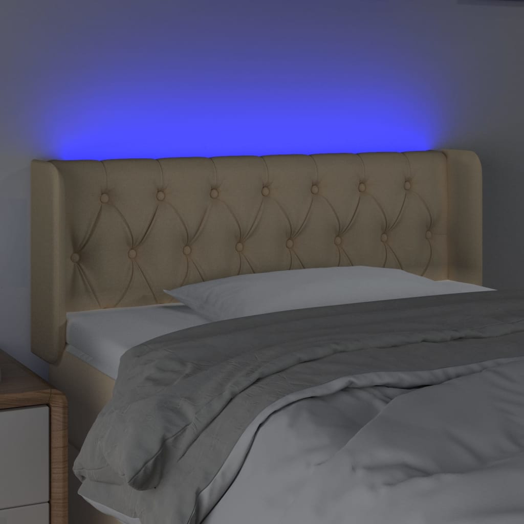 vidaXL Tăblie de pat cu LED, crem, 103x16x78/88 cm, textil vidaXL Tăblie de pat cu LED, crem, 103x16x78/88 cm, textil