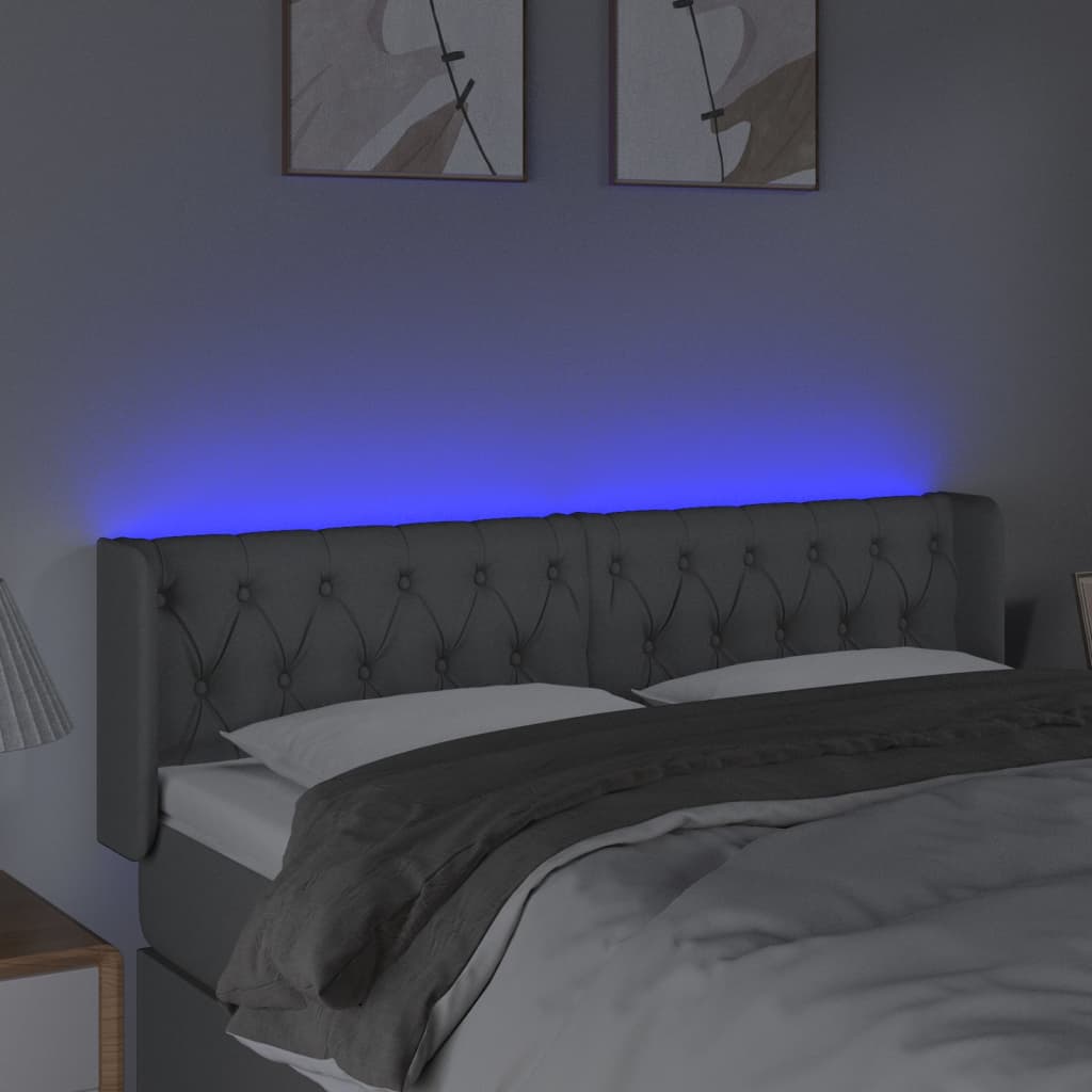 vidaXL Tăblie de pat cu LED, gri deschis, 163x16x78/88 cm, textil vidaXL Tăblie de pat cu LED, gri deschis, 163x16x78/88 cm, textil