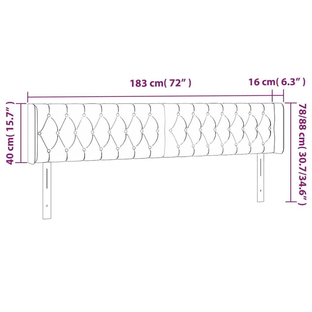 vidaXL Tăblie de pat cu LED, crem, 183x16x78/88 cm, textil vidaXL Tăblie de pat cu LED, crem, 183x16x78/88 cm, textil