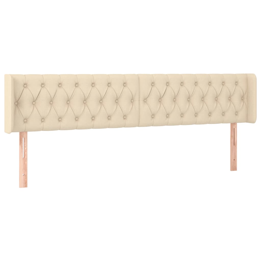 vidaXL Tăblie de pat cu LED, crem, 203x16x78/88 cm, textil