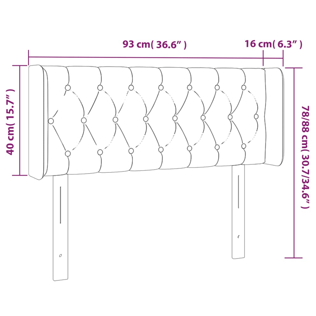 vidaXL Tăblie de pat cu LED, albastru închis, 93x16x78/88 cm, catifea