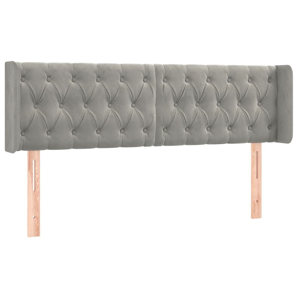 vidaXL Tăblie de pat cu LED, gri deschis, 147x16x78/88 cm, catifea