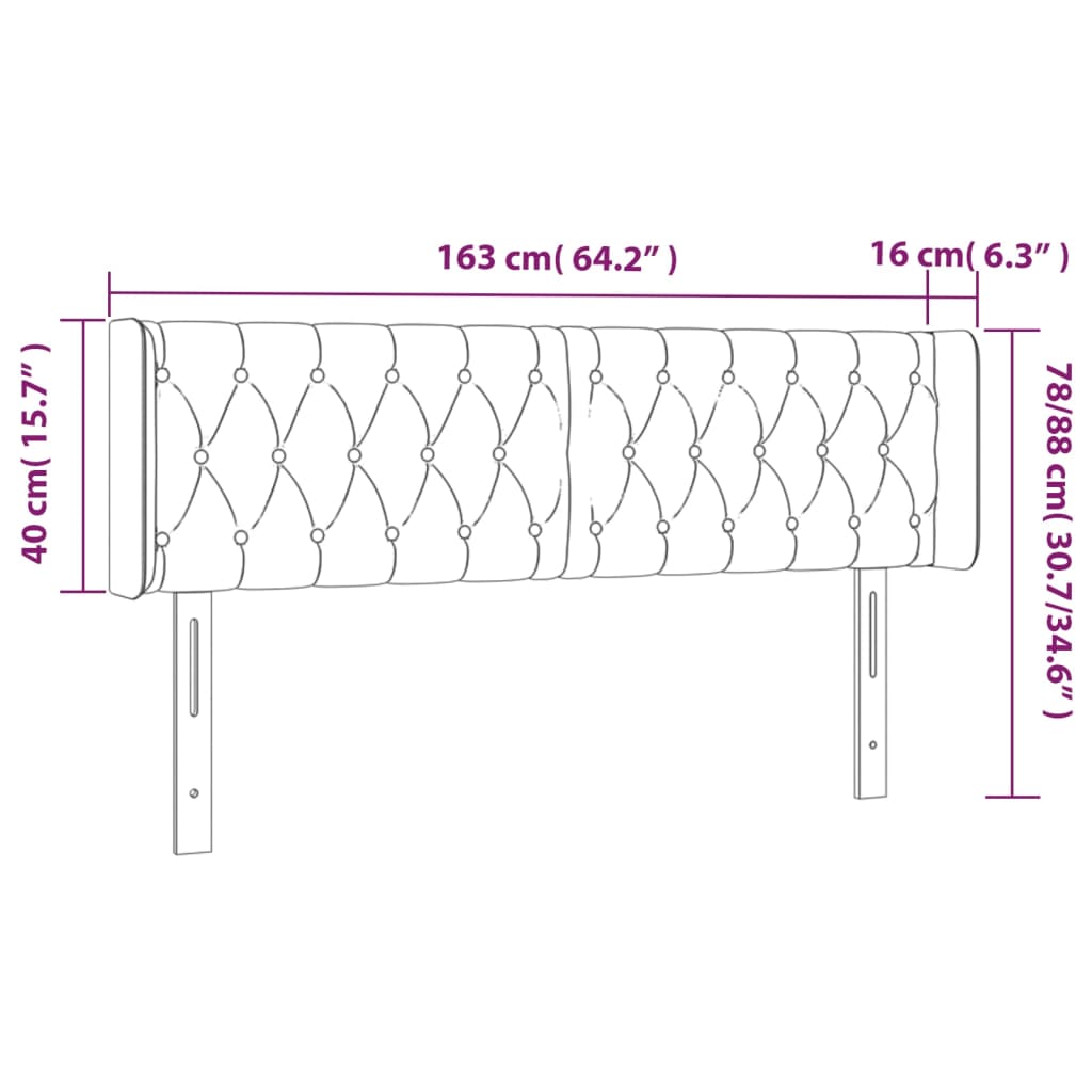 vidaXL Tăblie de pat cu LED, albastru închis, 163x16x78/88 cm, catifea