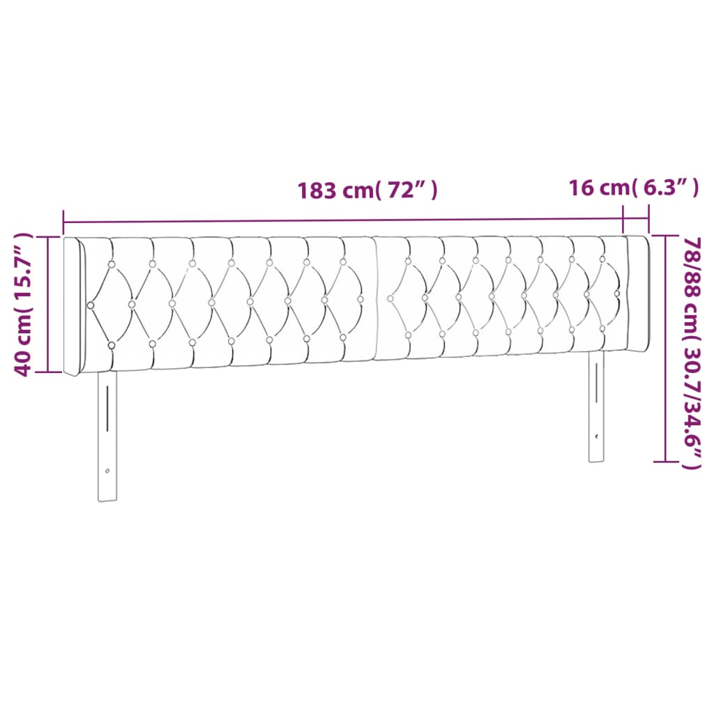 vidaXL Tăblie de pat cu LED gri închis 183x16x78/88 cm catifea vidaXL Tăblie de pat cu LED gri închis 183x16x78/88 cm catifea
