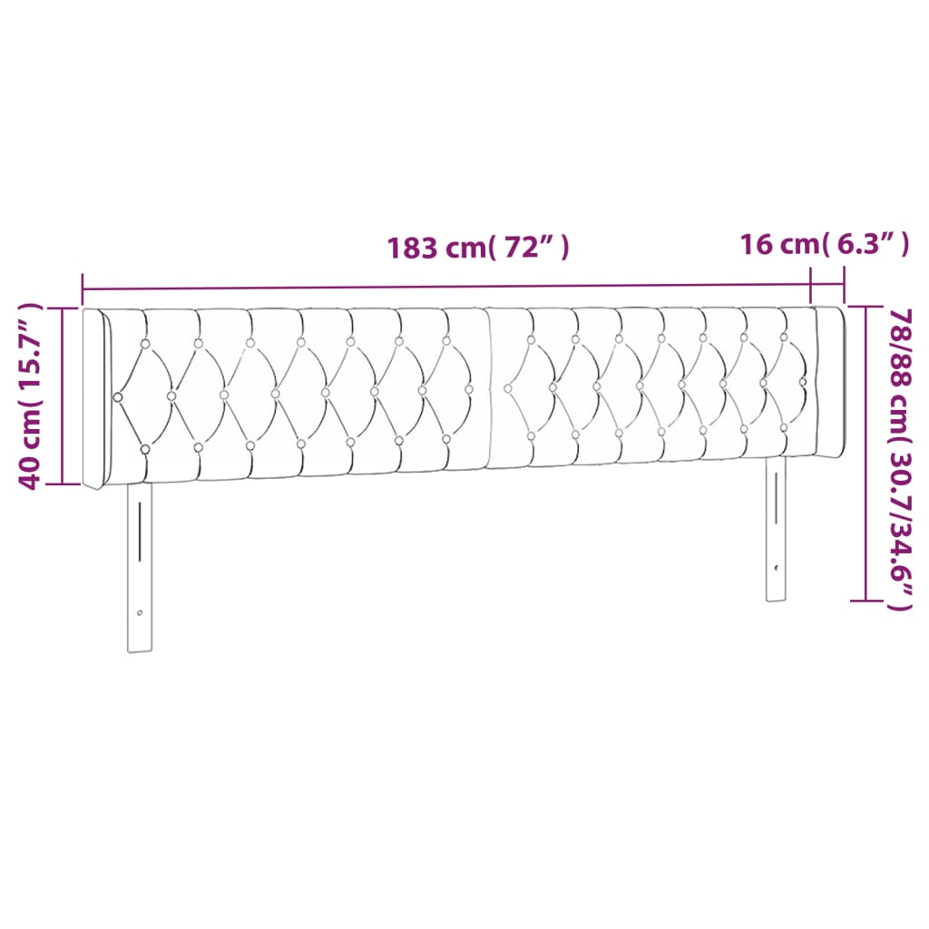 vidaXL Tăblie de pat cu LED, albastru închis, 183x16x78/88 cm, catifea