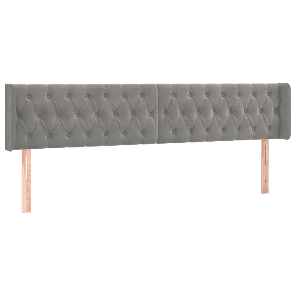 vidaXL Tăblie de pat cu LED, gri deschis, 203x16x78/88 cm, catifea vidaXL Tăblie de pat cu LED, gri deschis, 203x16x78/88 cm, catifea
