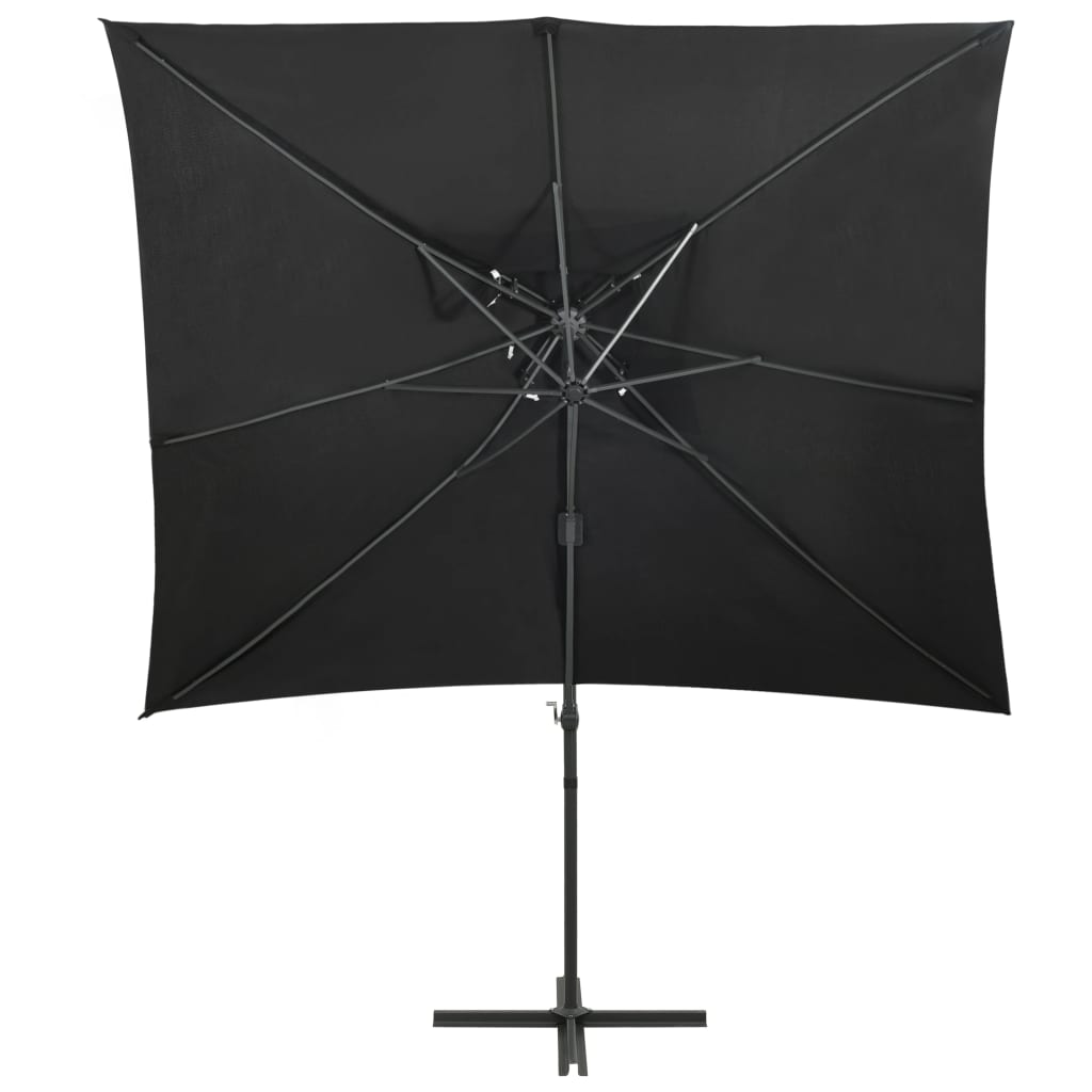 vidaXL Umbrelă în consolă cu înveliș dublu, negru, 250x250 cm vidaXL Umbrelă în consolă cu înveliș dublu, negru, 250x250 cm