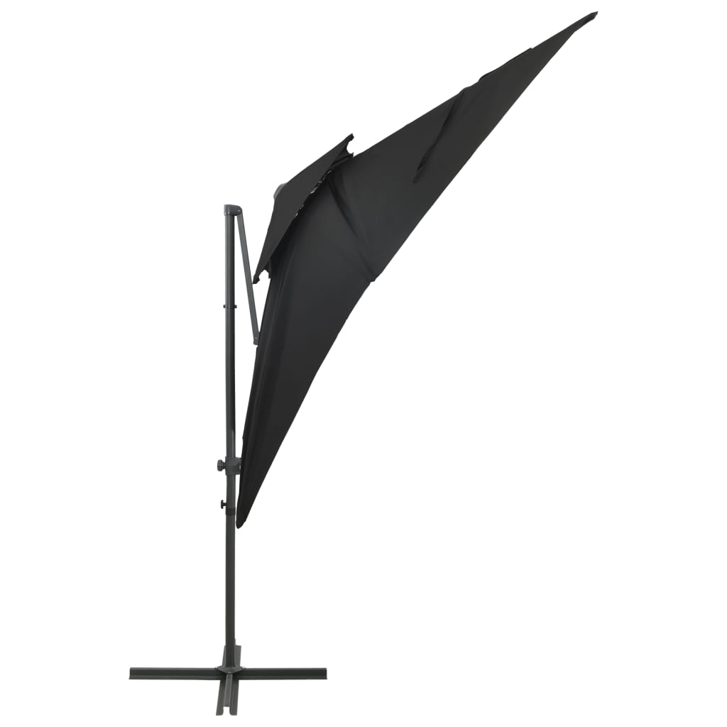 vidaXL Umbrelă în consolă cu înveliș dublu, negru, 250x250 cm vidaXL Umbrelă în consolă cu înveliș dublu, negru, 250x250 cm