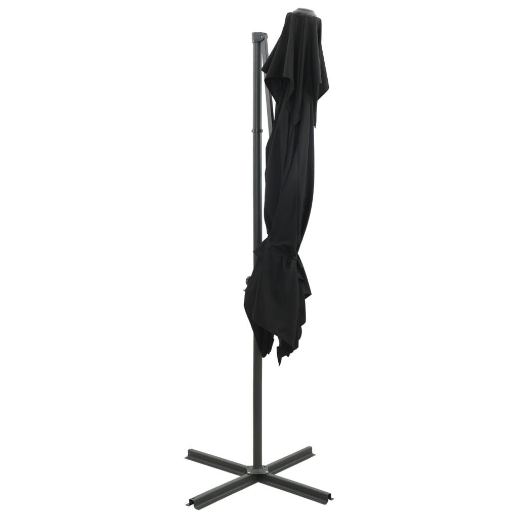 vidaXL Umbrelă în consolă cu înveliș dublu, negru, 250x250 cm vidaXL Umbrelă în consolă cu înveliș dublu, negru, 250x250 cm