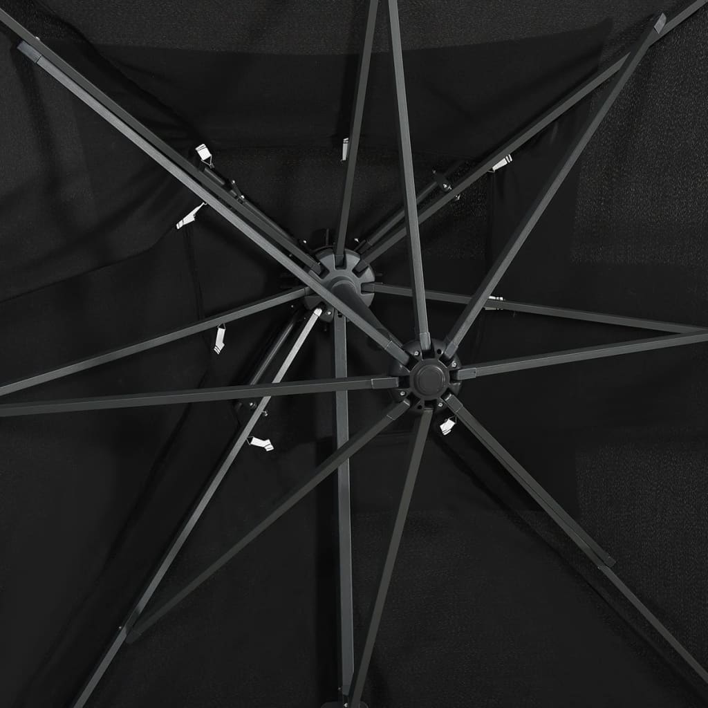 vidaXL Umbrelă în consolă cu înveliș dublu, negru, 250x250 cm vidaXL Umbrelă în consolă cu înveliș dublu, negru, 250x250 cm