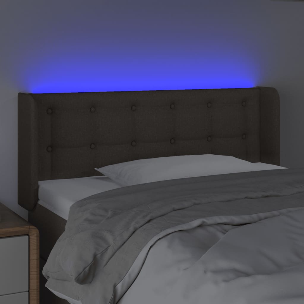 vidaXL Tăblie de pat cu LED, gri taupe, 83x16x78/88 cm, textil vidaXL Tăblie de pat cu LED, gri taupe, 83x16x78/88 cm, textil