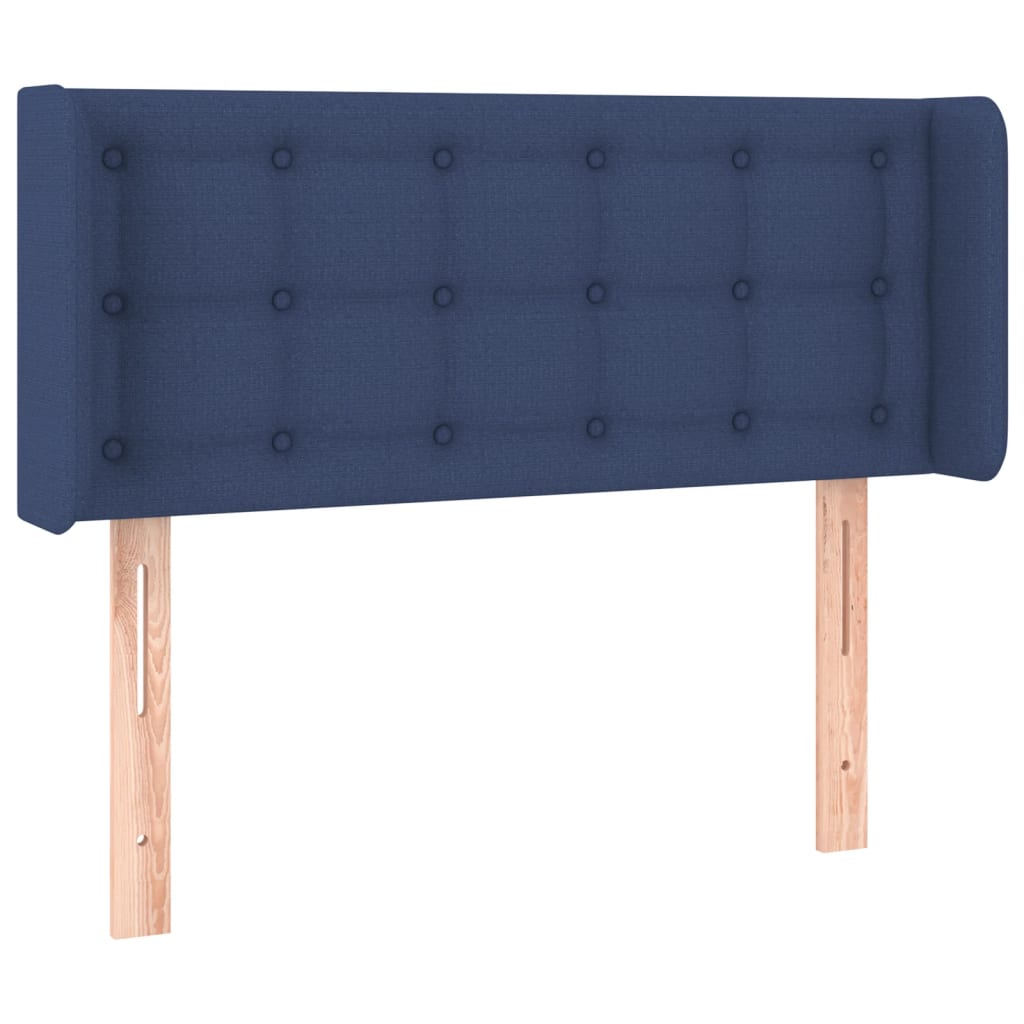 vidaXL Tăblie de pat cu LED, albastru, 83x16x78/88 cm, textil