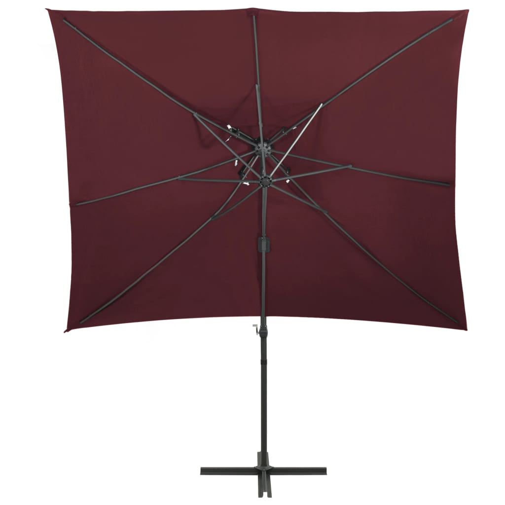 vidaXL Umbrelă în consolă cu înveliș dublu, roșu bordo, 250x250 cm vidaXL Umbrelă în consolă cu înveliș dublu, roșu bordo, 250x250 cm