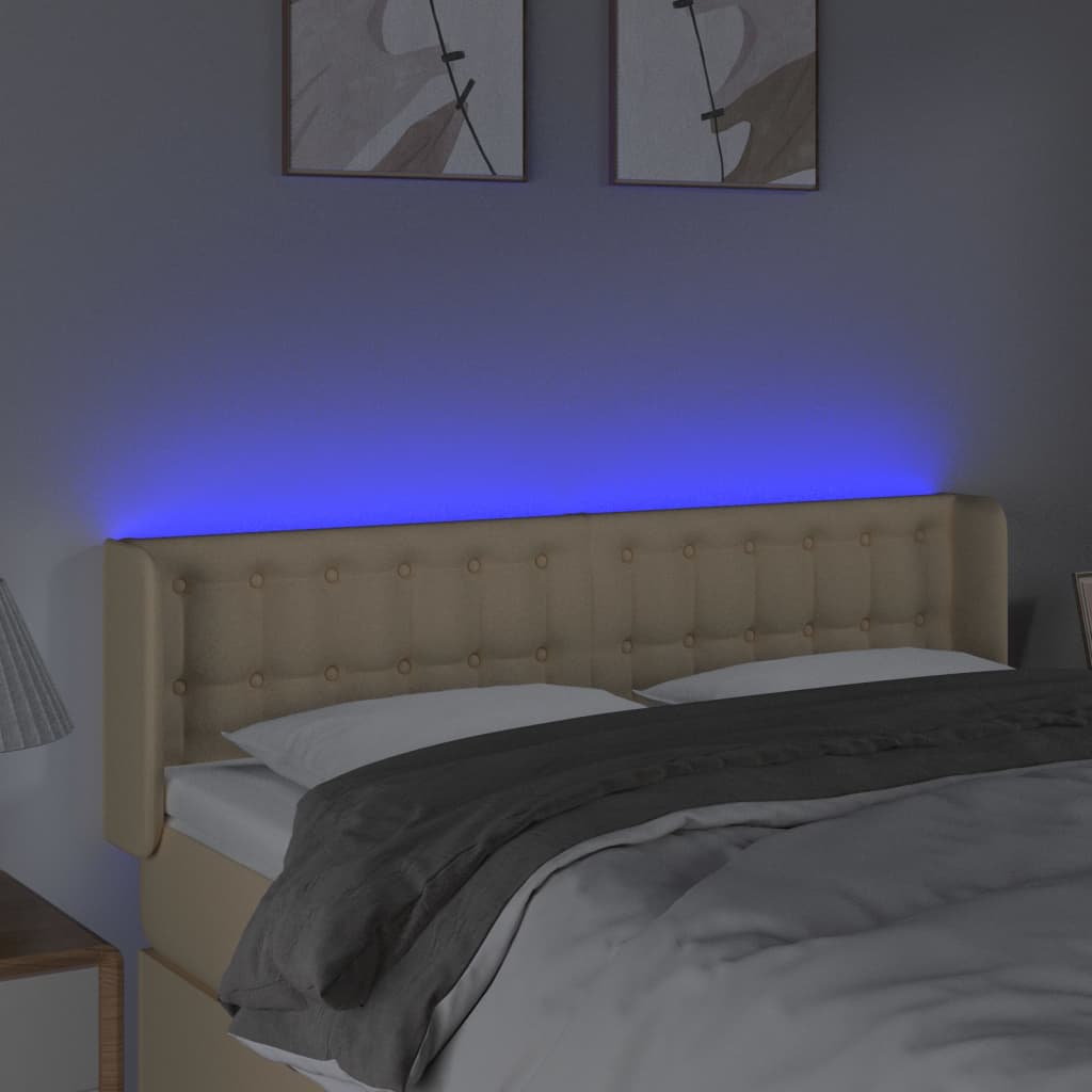 vidaXL Tăblie de pat cu LED, crem, 147x16x78/88 cm, textil vidaXL Tăblie de pat cu LED, crem, 147x16x78/88 cm, textil
