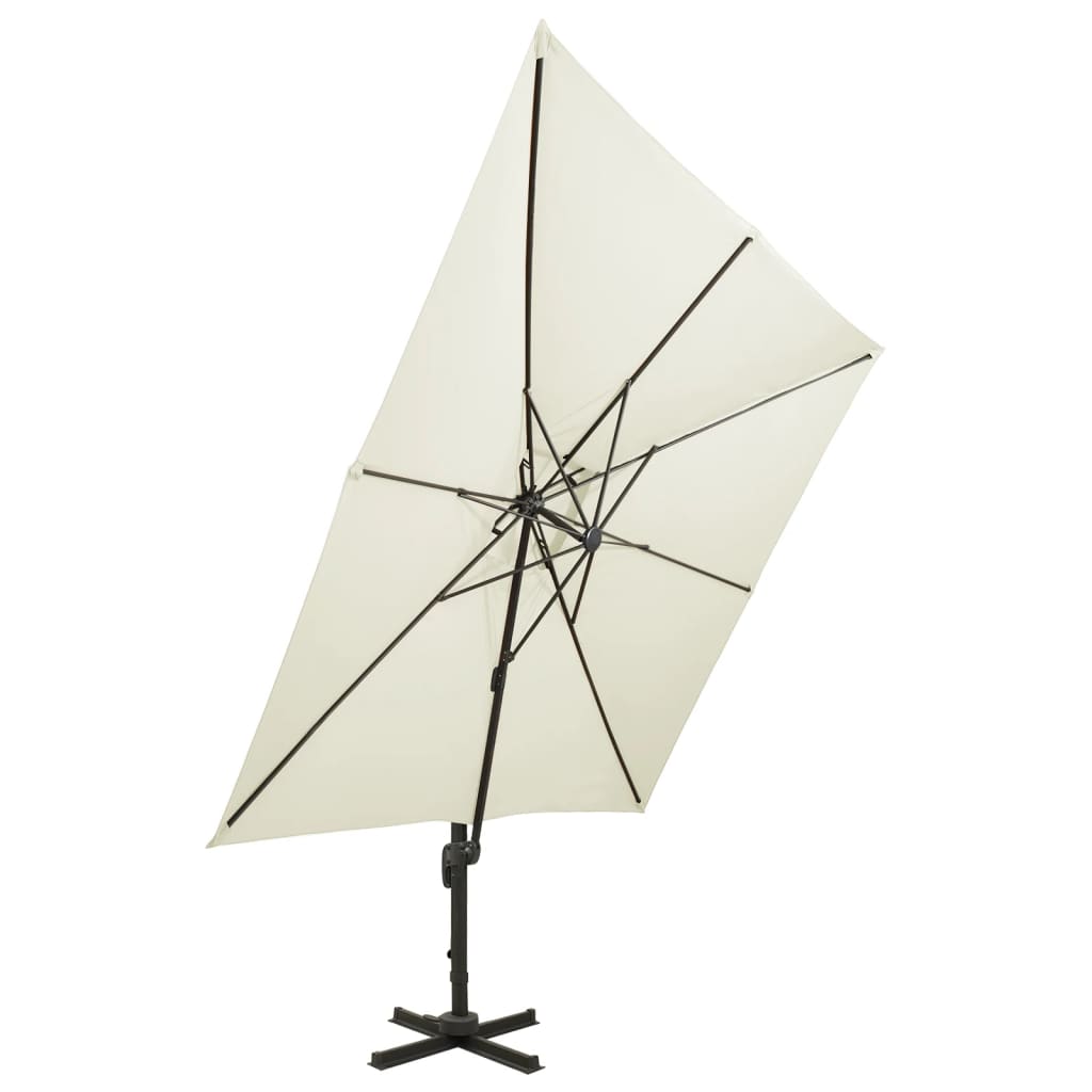 vidaXL Umbrelă în consolă cu înveliș dublu, nisipiu, 300x300 cm vidaXL Umbrelă în consolă cu înveliș dublu, nisipiu, 300x300 cm