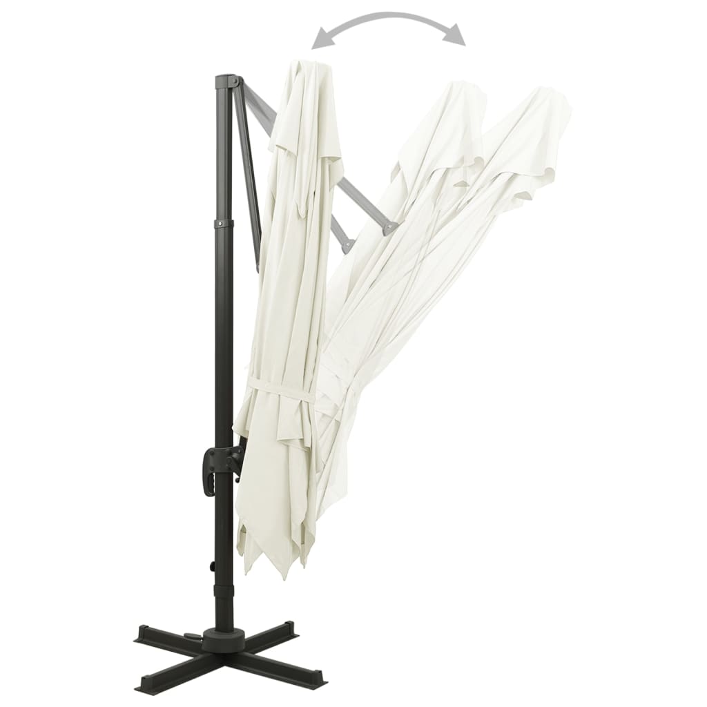 vidaXL Umbrelă în consolă cu înveliș dublu, nisipiu, 300x300 cm vidaXL Umbrelă în consolă cu înveliș dublu, nisipiu, 300x300 cm