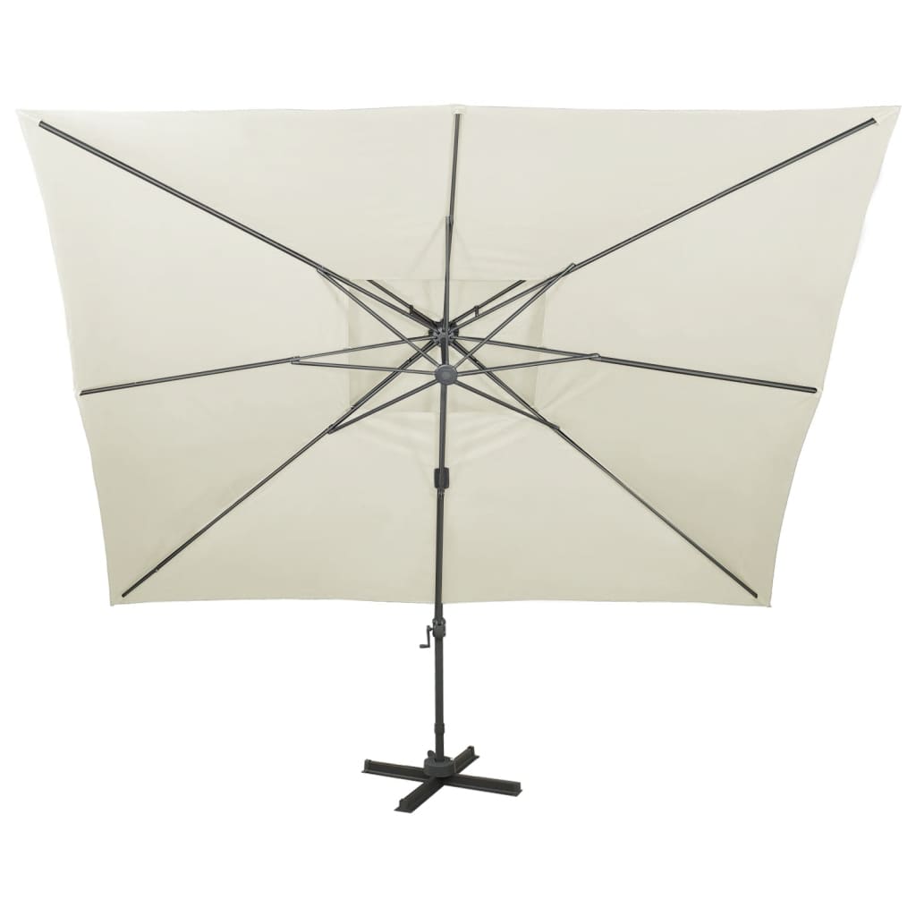 vidaXL Umbrelă în consolă cu înveliș dublu, nisipiu, 400x300 cm vidaXL Umbrelă în consolă cu înveliș dublu, nisipiu, 400x300 cm