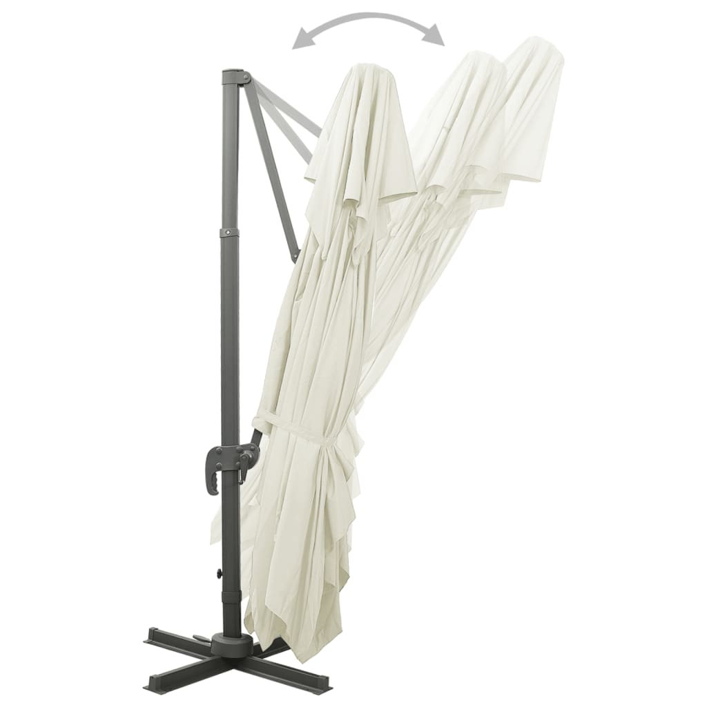 vidaXL Umbrelă în consolă cu înveliș dublu, nisipiu, 400x300 cm vidaXL Umbrelă în consolă cu înveliș dublu, nisipiu, 400x300 cm