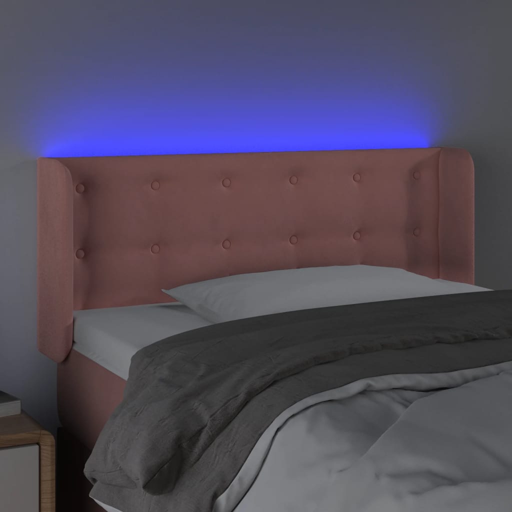 vidaXL Tăblie de pat cu LED, roz, 83x16x78/88 cm, catifea vidaXL Tăblie de pat cu LED, roz, 83x16x78/88 cm, catifea