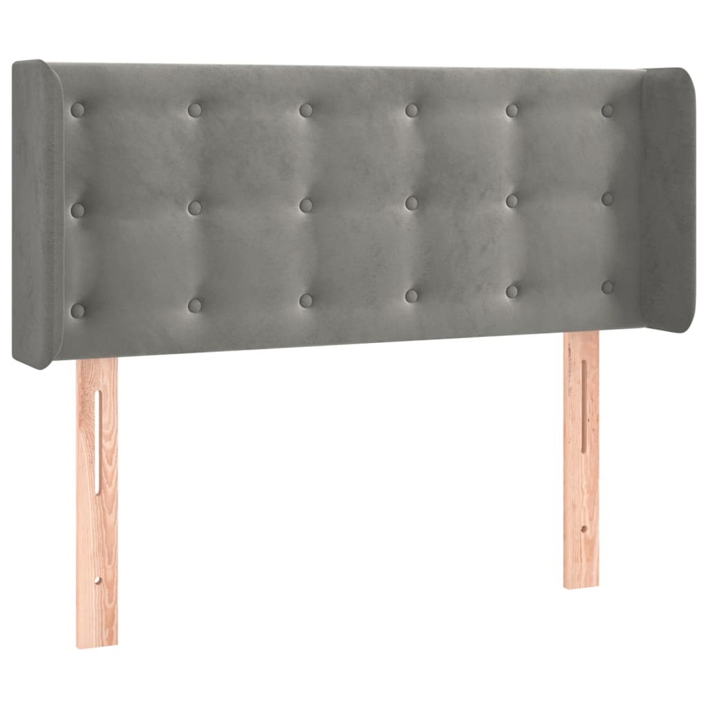 vidaXL Tăblie de pat cu LED, gri deschis, 103x16x78/88 cm, catifea